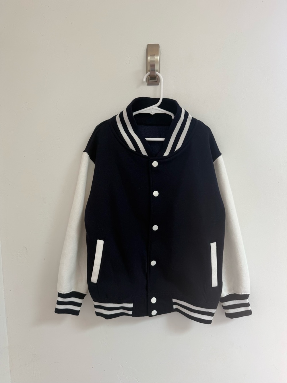 Kids navy blue and White Varsity Bomber Jacket